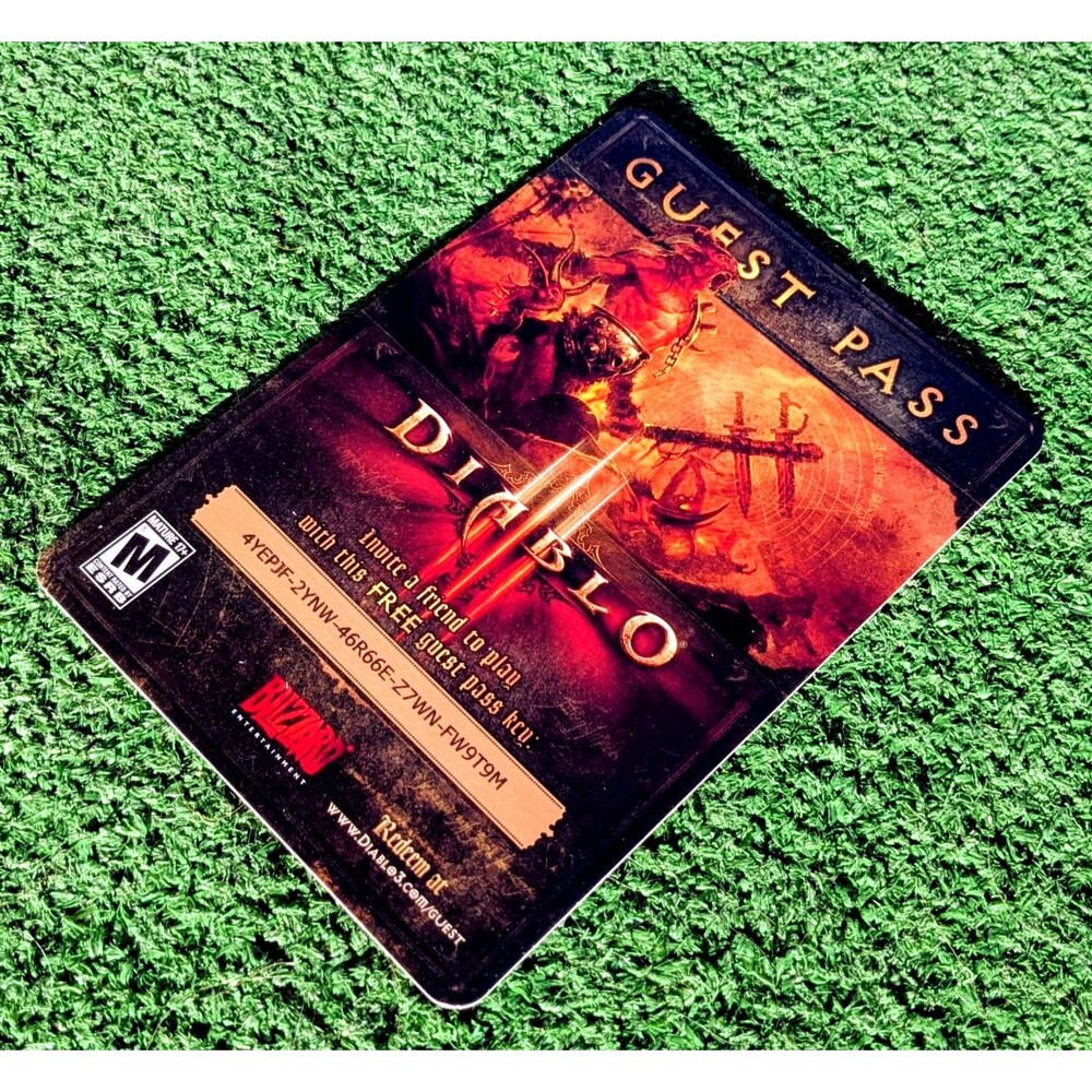 Diablo III 3 PC Guest Pass 2012 Promo Action Roll Playing Blizzard Card 6.5x4.5"